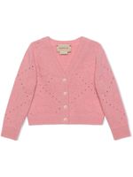 Gucci Kids cardigan en laine à design perforé - Rose - thumbnail