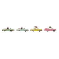 Decoratieve figuren DKD Home Decor Geel Blauw Groen Roze Auto Vintage 25,8 x 10,5 x 9,5 cm (4 Stuks) (4 Onderdelen)