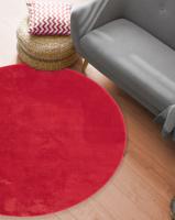 Karpet24 Loft modern pluizig laagpolig tapijt, antislip onderkant, wasbaar tot 30 graden, heerlijk zacht, bontlook, rood-Ø 200 cm