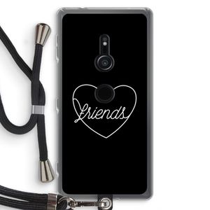 Friends heart black: Sony Xperia XZ2 Transparant Hoesje met koord