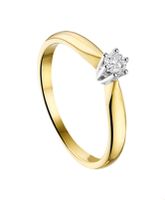 Ring geelgoud-diamant wit 0,10 crt Hsi 4 mm