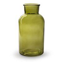 Bloemenvaas - groen/transparant glas - H20 x D10 cm