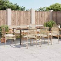 9-delige Tuinset met kussens poly rattan beige