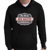 Cadeau hoodie voor de beste bbq master zwart voor heren - thumbnail