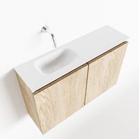 Toiletmeubel Mondiaz Ture | 80 cm | Meubelkleur Washed oak | Eden wastafel Talc Links | Zonder kraangat