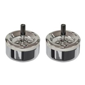 Bookwill Draaiasbak - 2x stuks - rond - chroom - D13 cm - drukasbak - terrasasbak - stormasbak