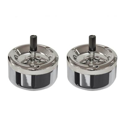 Bookwill Draaiasbak - 2x stuks - rond - chroom - D13 cm - drukasbak - terrasasbak - stormasbak
