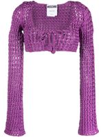 Moschino haut en maille ajourée épaisse à coupe crop - Violet - thumbnail