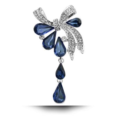 Vrouwen boren droplet Butterfly-geknoopte broche (blauw)