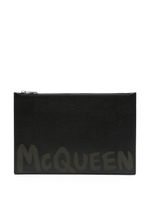 Alexander McQueen pochette en cuir à logo imprimé - Noir