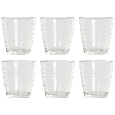 6x Stuks transparante waterglazen/drinkglazen streep relief 250 ml van glas
