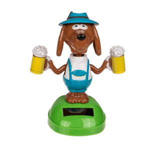 Solar bewegend figuur/beestje - Bierhond - bierpullen - blauw - kunststof - 11 cm