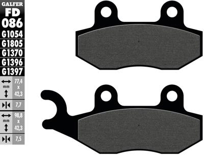 GALFER remblokken "fd086" brake pad fd086 g1054 organic