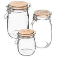 5Five keuken voedsel voorraadpotten Set - 3x stuks - glas - 0.75 - 1.0 - 1.5 Liter inhoud