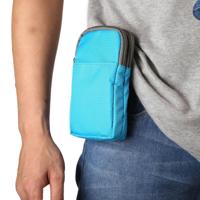 Multifunctionele casual sport mobiele telefoon dubbele rits taille pack diagonale tas voor 6 9 inch of onder smartphones (Baby Blue)