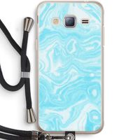 Waterverf blauw: Samsung Galaxy J3 (2016) Transparant Hoesje met koord