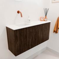 Toiletmeubel Mondiaz Joya | 91.6 cm | Meubelkleur Walnut | Faye wastafel Talc Links | Zonder kraangat(en)