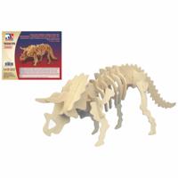 Houten dieren 3D puzzel Triceratops dinosaurus vogel - Speelgoed bouwpakket - 32 x 8,5 x 12 cm - thumbnail