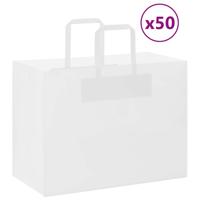 VidaXL Papieren zakken 50 st met hengsels 32x17x25 cm wit