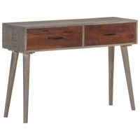 vidaXL Wandtafel 110x35x75 cm massief ruw mangohout grijs - thumbnail