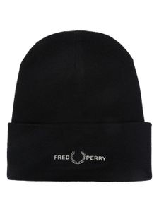 Fred Perry bonnet en maille à logo brodé - Noir