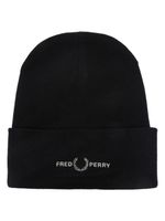 Fred Perry bonnet en maille à logo brodé - Noir - thumbnail