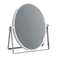 Make-up spiegel 2-zijdig gebruik - vergrotend - dia 18 cm - wit/zilver   -