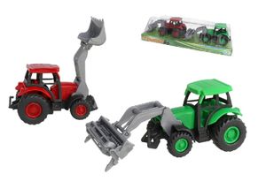 Gerimport Tractor met grijper - set 2 stuks - groen en rood