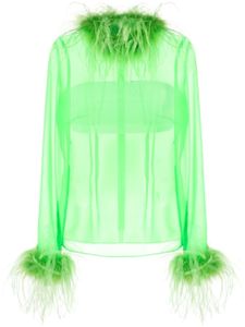 Giuseppe Di Morabito blouse à détails de plumes - Vert