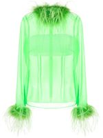 Giuseppe Di Morabito blouse à détails de plumes - Vert - thumbnail