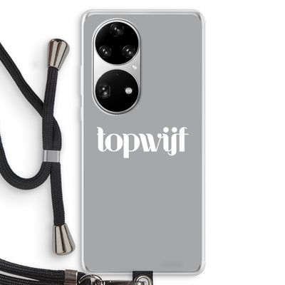Topwijf Grijs Wit: Huawei P50 Pro Transparant Hoesje met koord