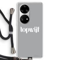 Topwijf Grijs Wit: Huawei P50 Pro Transparant Hoesje met koord