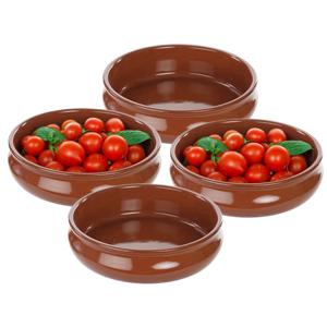 Tapas ovenschaal/serveerschaal - 4x - rond - Spaans terracotta/aardewerk - D24 x H6.5 cm