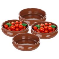 Tapas ovenschaal/serveerschaal - 4x - rond - Spaans terracotta/aardewerk - D24 x H6.5 cm