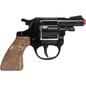 Gohner politie verkleed speelgoed revolver/pistool met kort loop - metaal/plastic - 8 schots