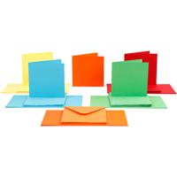 Kaarten en enveloppen, afmeting kaart 15x15 cm, afmeting envelop 16x16 cm, 110+220 gr, diverse kleuren, 50 set/ 1 doos