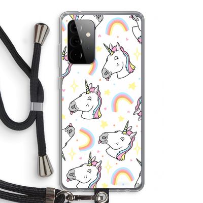 Rainbow Unicorn: Samsung Galaxy A72 5G Transparant Hoesje met koord