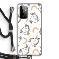 Rainbow Unicorn: Samsung Galaxy A72 5G Transparant Hoesje met koord