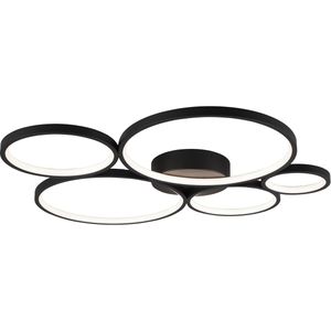 LED Plafondlamp - Trion Rondy - 49W - Warm Wit 3000K - Dimbaar - Rond - Mat Zwart - Aluminium
