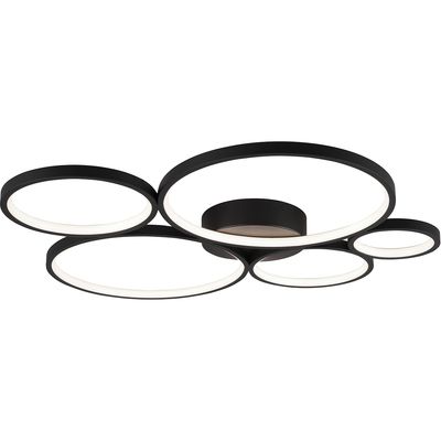 LED Plafondlamp - Trion Rondy - 49W - Warm Wit 3000K - Dimbaar - Rond - Mat Zwart - Aluminium