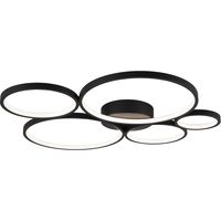 LED Plafondlamp - Trion Rondy - 49W - Warm Wit 3000K - Dimbaar - Rond - Mat Zwart - Aluminium