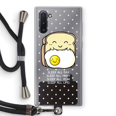 Sleep All Day: Samsung Galaxy Note 10 Transparant Hoesje met koord