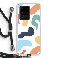 Memphis Shapes Blue: Samsung Galaxy S20 Ultra Transparant Hoesje met koord