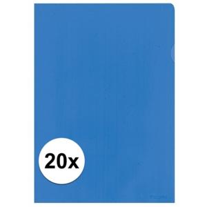 20x stuks documenten Insteekmapjes - blauw - A4 formaat - 21 x 30 cm - Kantoorartikelen