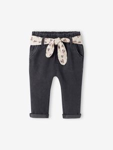 Babyjeans met stoffen riem denimgrijs