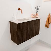 Toiletmeubel Mondiaz Joya Dlux | 71.6 cm | Meubelkleur Walnut | Faye wastafel Meli Wasbak Links | Zonder kraangat(en)