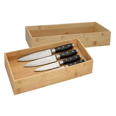 5Five houten bakje - 2x - organizer - bamboe - 38 x 18 x 7 cm - kast en lade verdelers - opslag