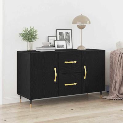 Dressoir met lade Zwart eiken 100 x 36 x 60 cm Bewerkt hout