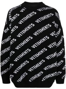 VETEMENTS pull à logo imprimé - Noir