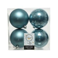 4x stuks kunststof kerstballen ijsblauw (blue dawn) 10 cm glans/mat - Kerstbal - thumbnail